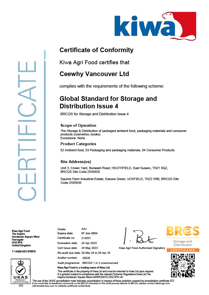 BRCGS certificate